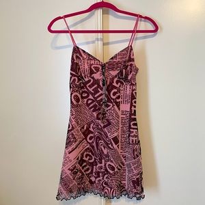 pink newspaper urban outfitters mini dress